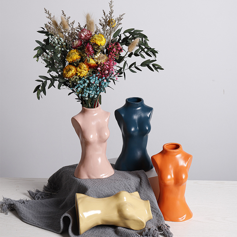 Female Body Broken Arm Art Ceramic Flower Vase