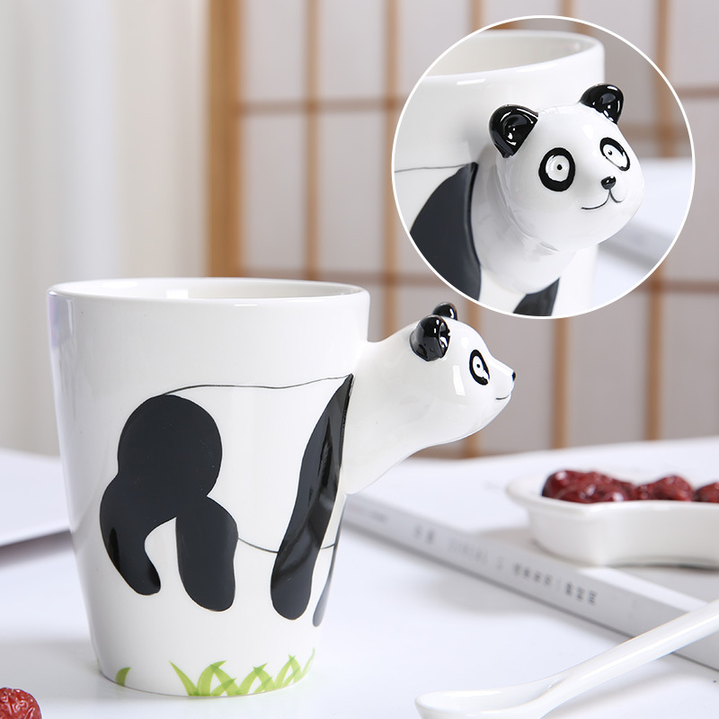 3D Animal Panda Design Porcelain Cups