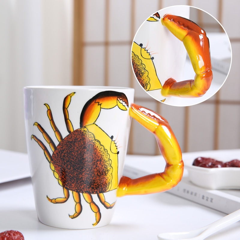 3D Marine Life Crab Design Ceramic Coffee Mugs
