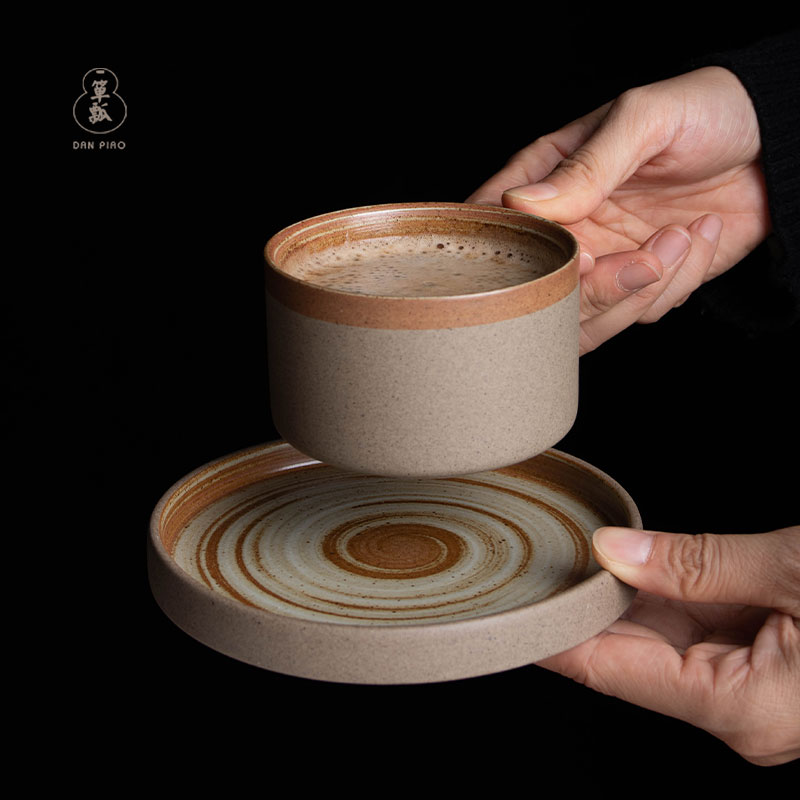 Dark Brown 250ml Ceramic Cup with Saucer