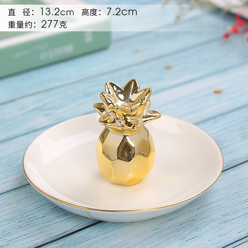 Pineapple Design Ceramic Ring Holder Dish Tray