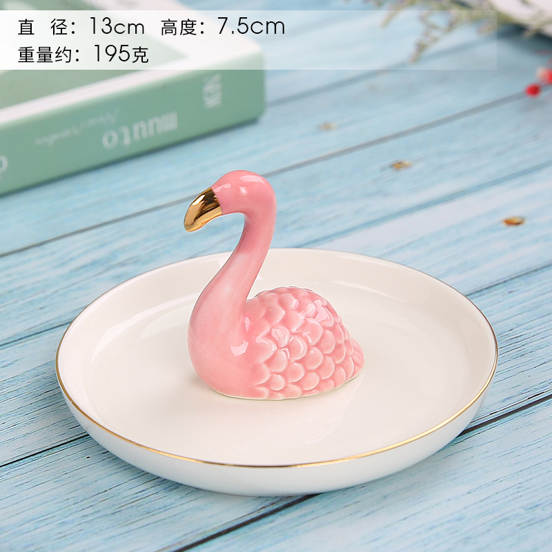 Flamingo Design Ceramic Jewelry display dish tray