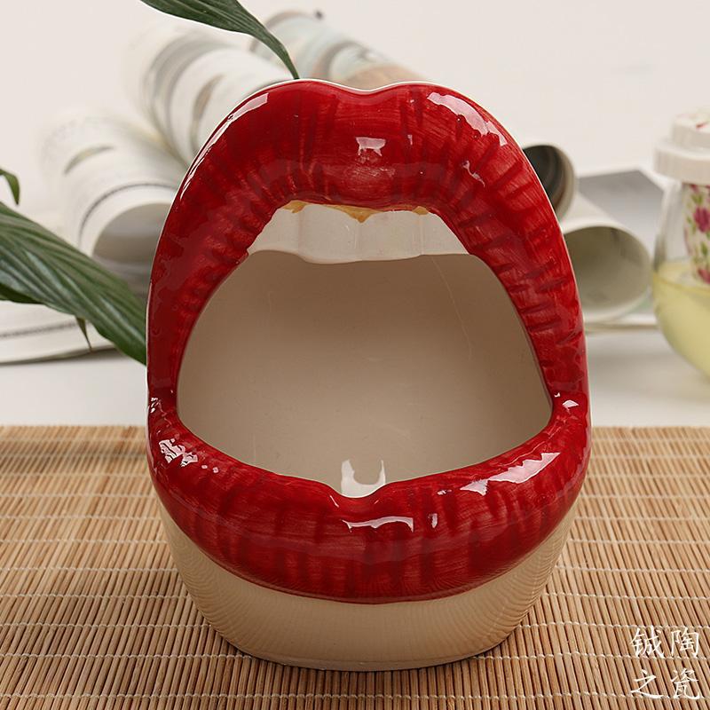 4" Mouth Lips Design Ceramic Smoking Ashtray