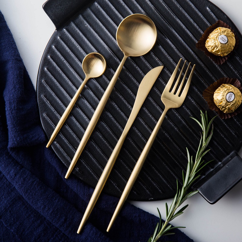 4pcs/set Gold Stainless Steel Cutlery