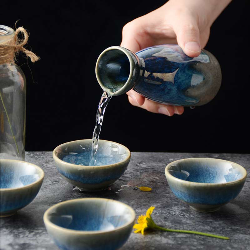 5pcs/set Japanese Style Sake Cup + Pot
