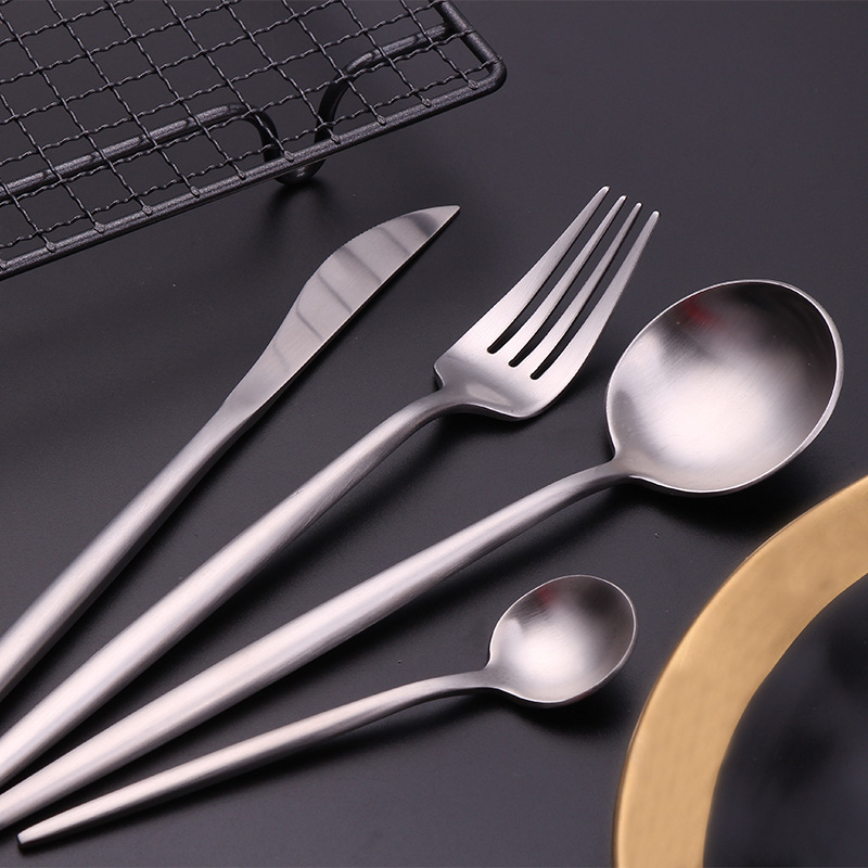 MOQ 1 Set Silver Stainless Steel Cutlery