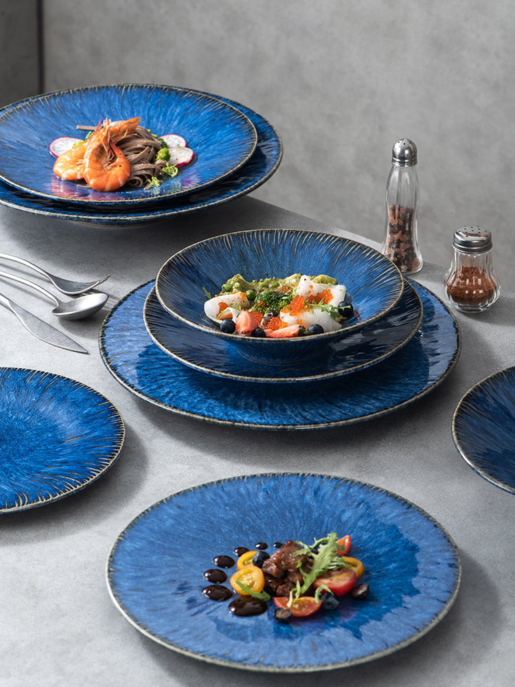 MG High End Blue Glazed Ceramic Dinnerware Sets