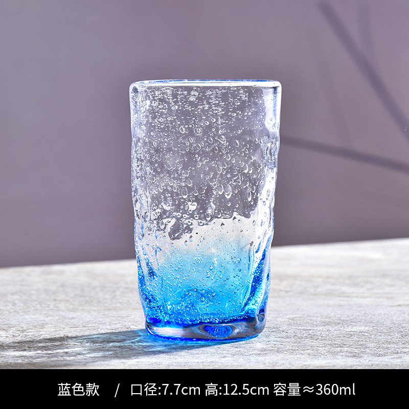 High Grade Hand-Blown Color Pink Blue 360ml Glass Cup