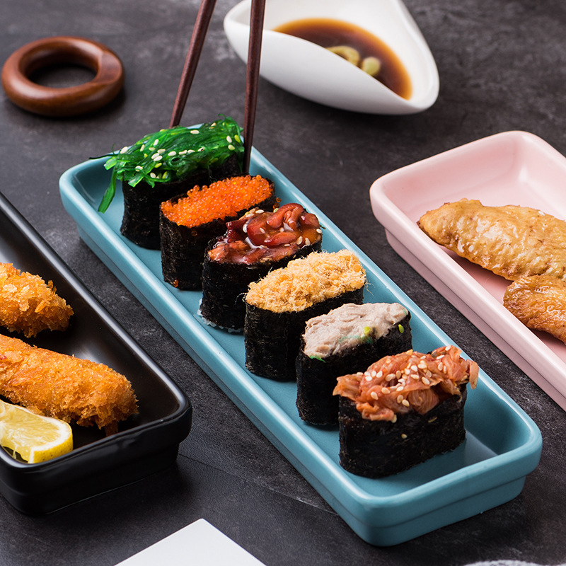 9" Long Rectangular Stoneware Sushi Plate