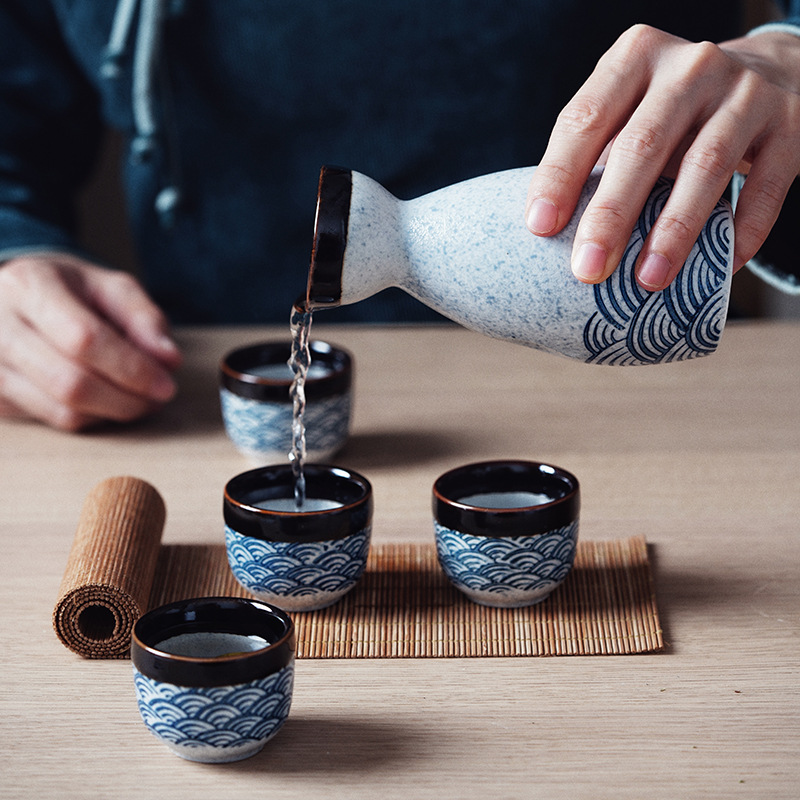 Japanese Style 5-Piece Set Ceramic Sake Tea Cup